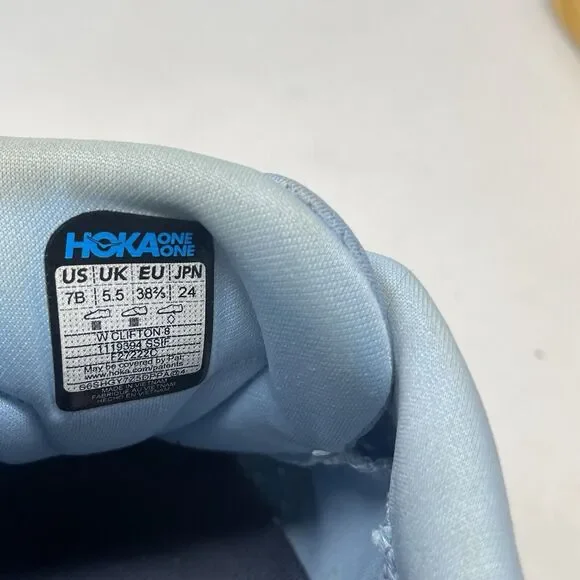 Hoka One One Clifton 8 Womens 7 Blue Mesh Running Walking Shoes Sneakers - Picture 13 of 16